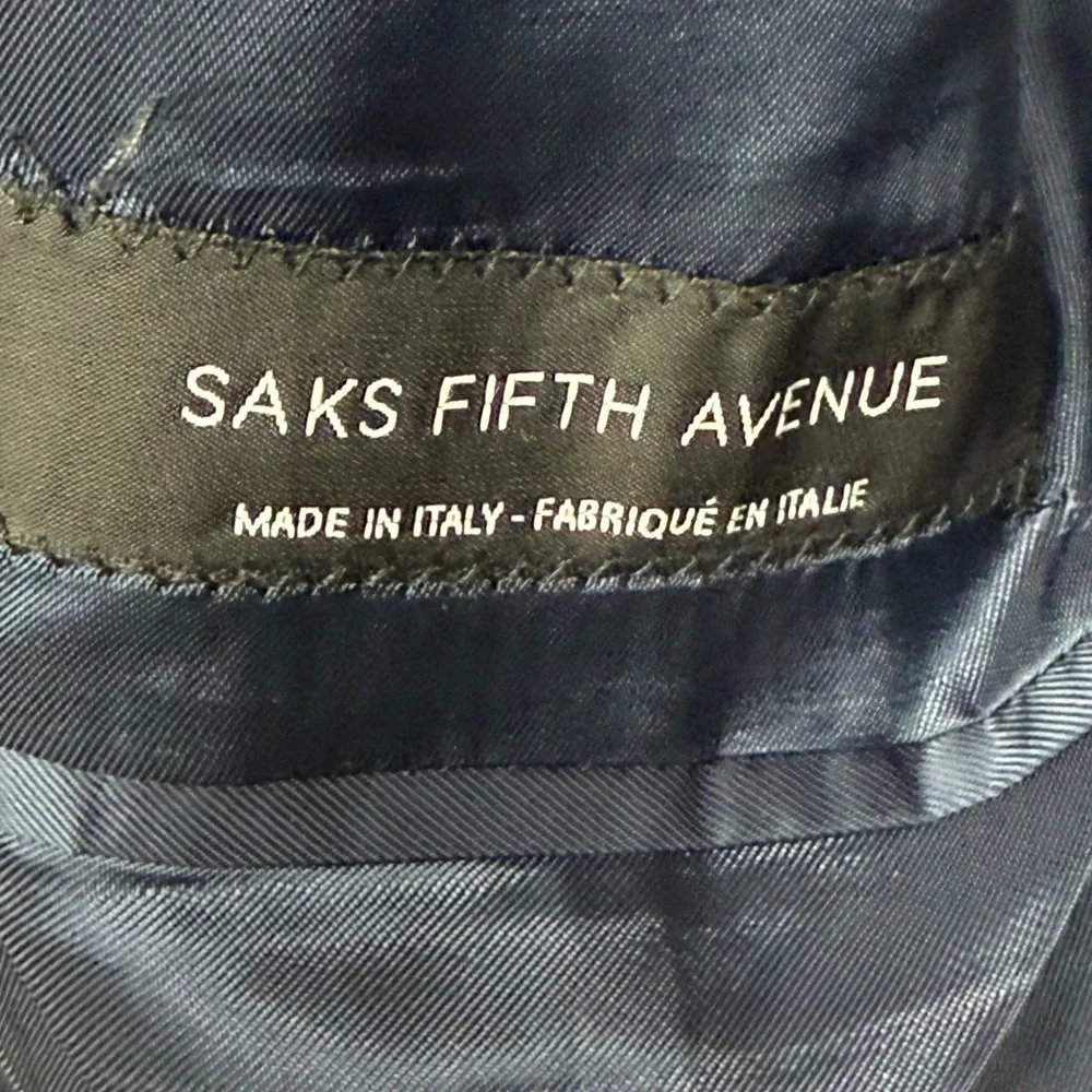 Saks Fifth Avenue Blazer Mens 38 Navy Ermenegildo Zegna Wool Sport Coat Italy